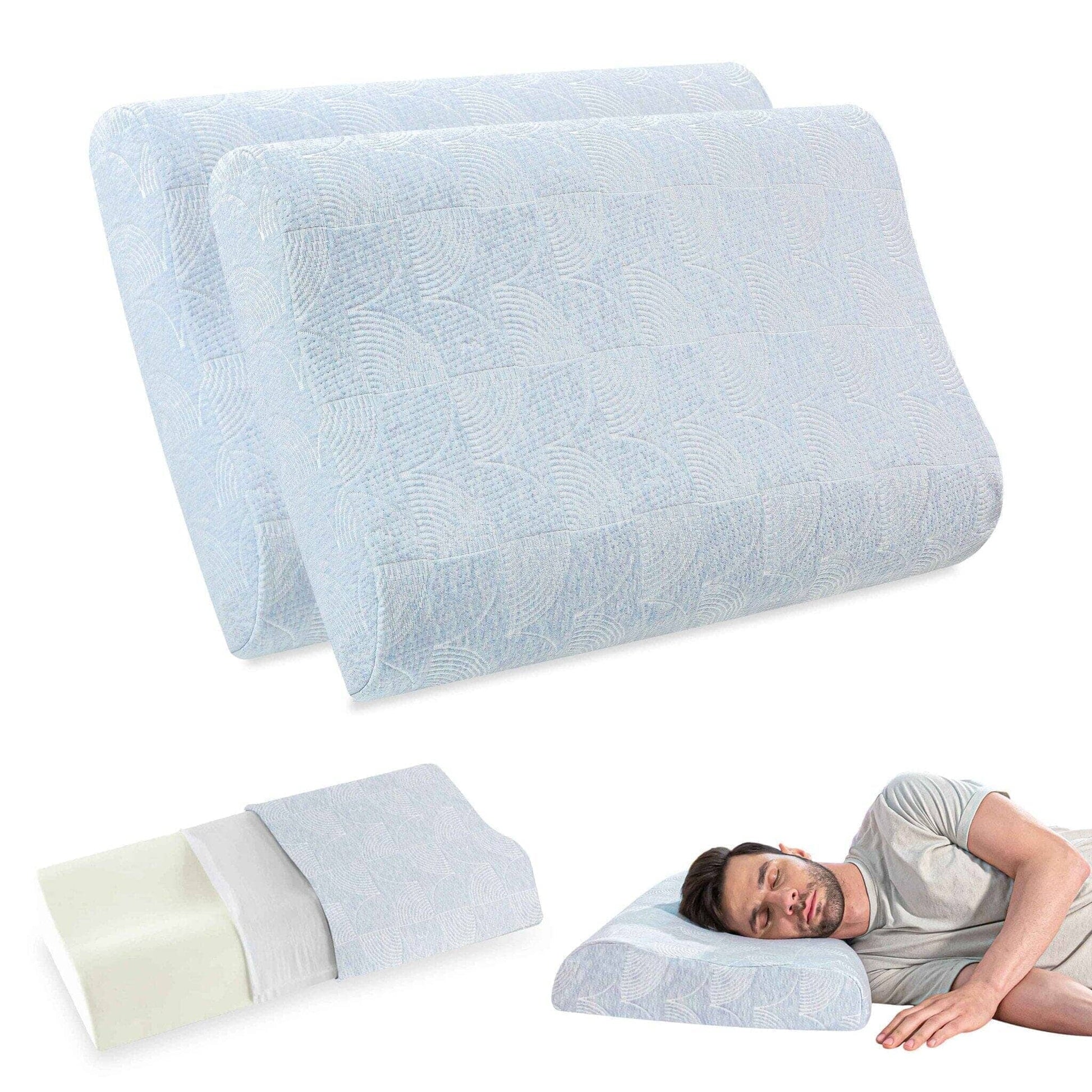 Original Cervical Pillow- Memory Foam- Medium Firm Contour Pillow The White Willow Misty Blue Hush Standard Size: 20 x 12 x 3/4 inch 2