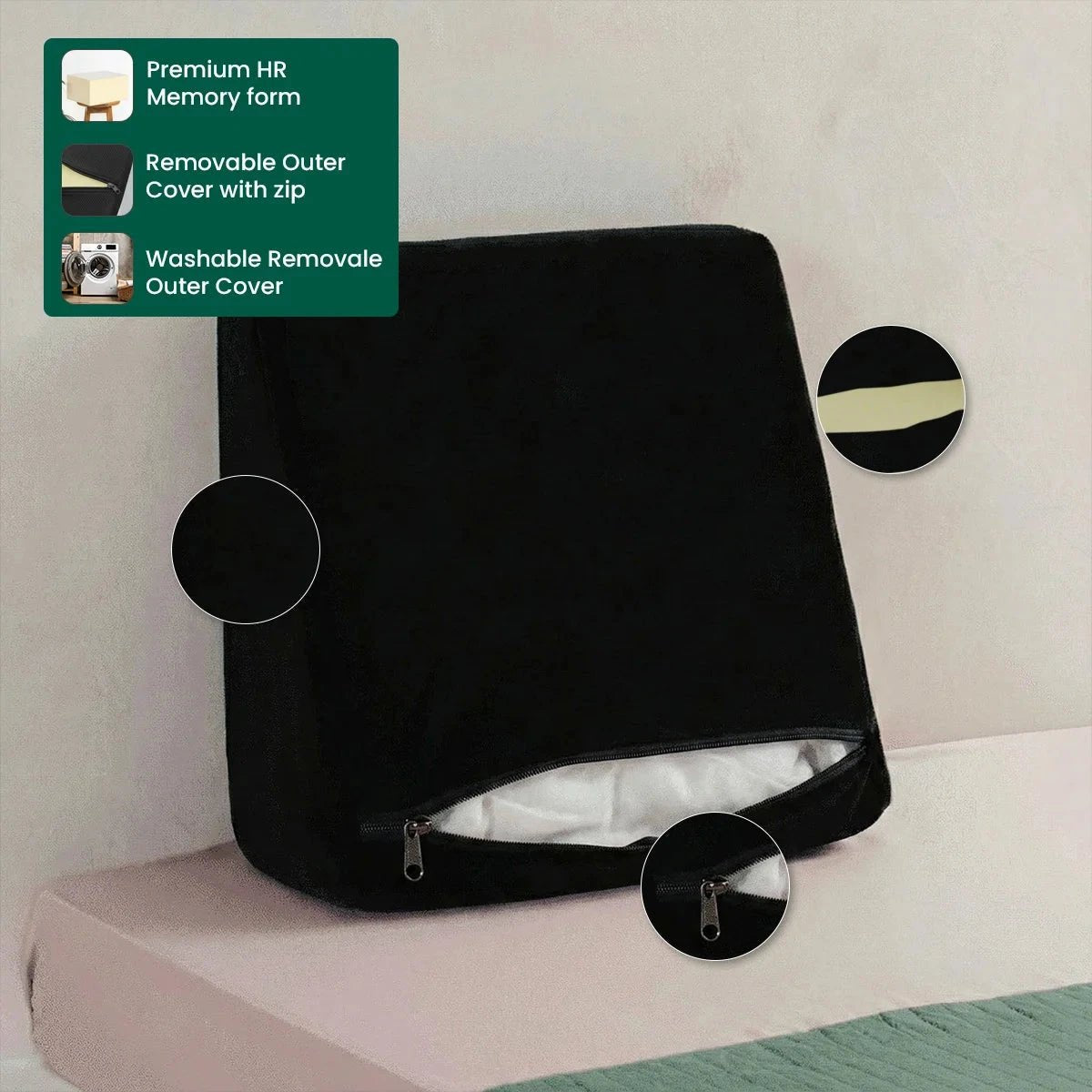 Original Cooling Gel Memory Foam & HR Foam Wedge Pillow - Medium Firm - Bed Wedge - The White Willow