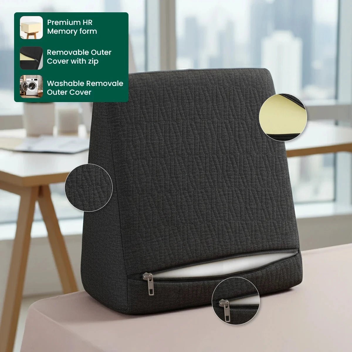 Original Cooling Gel Memory Foam & HR Foam Wedge Pillow - Medium Firm - Bed Wedge - The White Willow