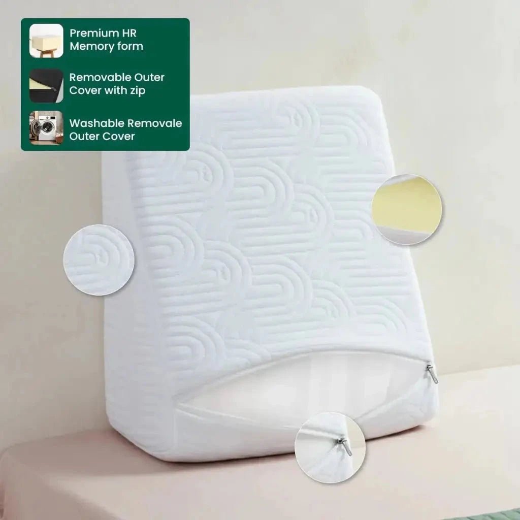 Original Cooling Gel Memory Foam & HR Foam Wedge Pillow - Medium Firm - Bed Wedge - The White Willow