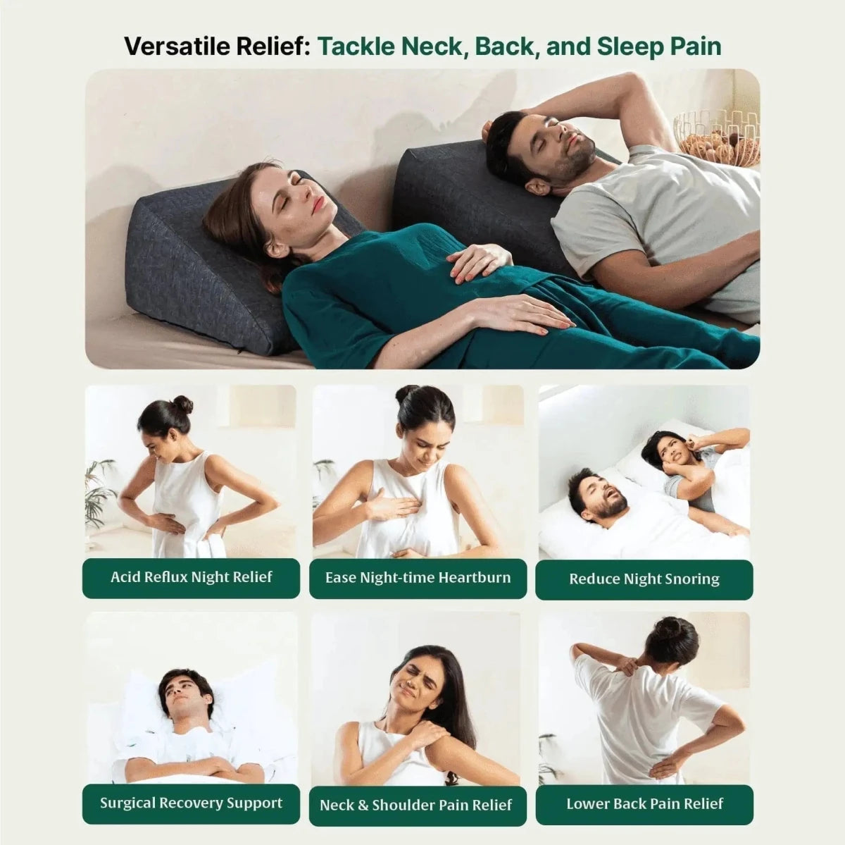 Original Cooling Gel Memory Foam & HR Foam Wedge Pillow - Medium Firm - Bed Wedge - The White Willow