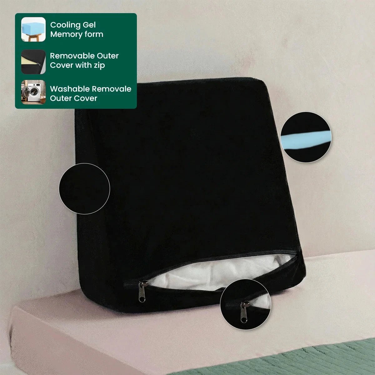 Original Cooling Gel Memory Foam Wedge Pillow - Soft - Bed Wedge - The White Willow