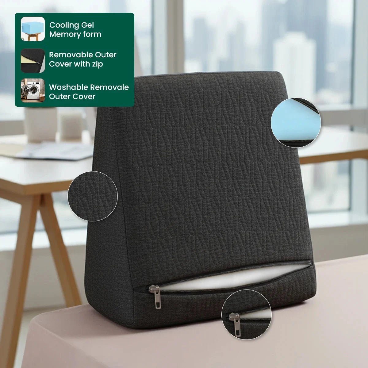 Original Cooling Gel Memory Foam Wedge Pillow - Soft - Bed Wedge - The White Willow