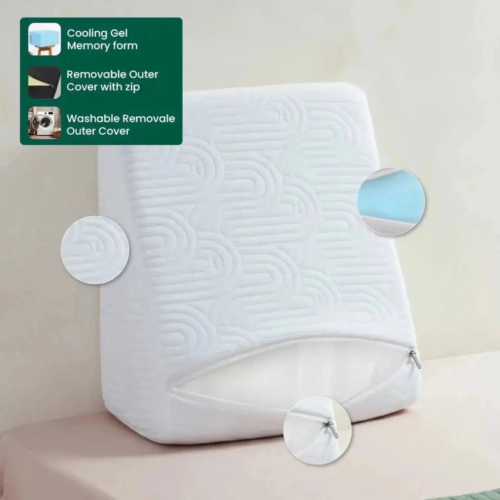 Original Cooling Gel Memory Foam Wedge Pillow - Soft - Bed Wedge - The White Willow