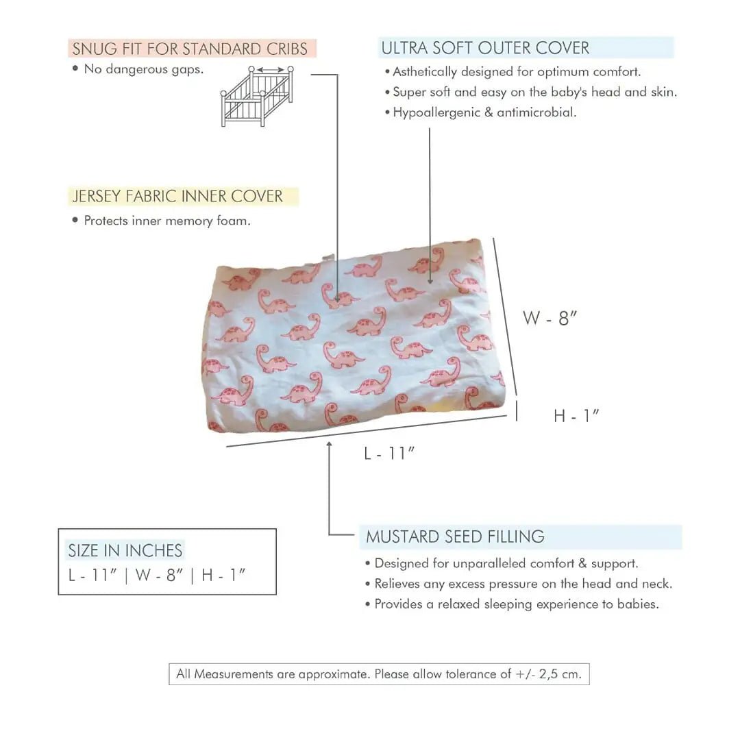 Paige - Mustard Seed Baby Head Shaping Pillow - Infant to 12 Months - Medium Firm - The White Willow