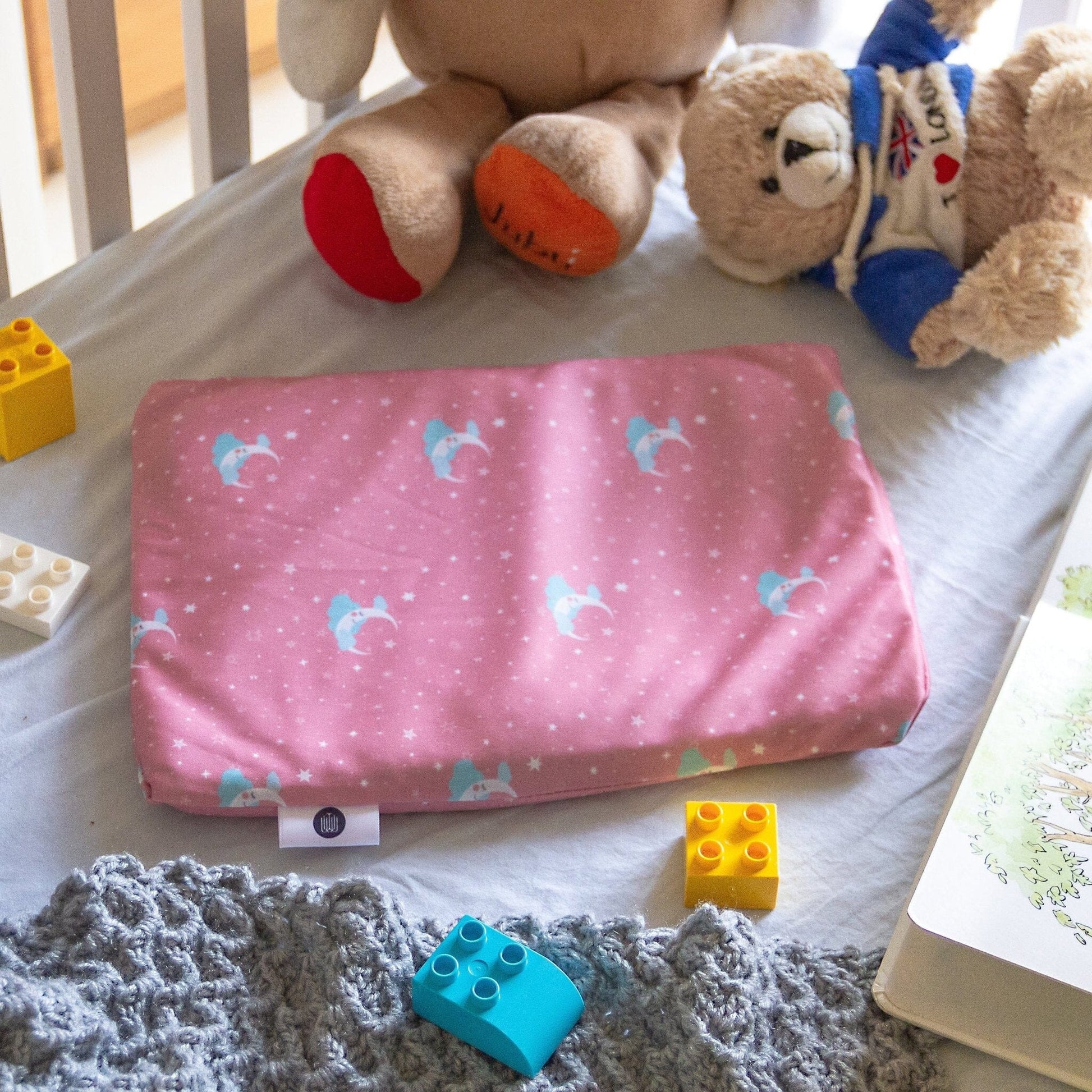 Paige- Mustard Seed Baby Head Shaping Pillow - Infant to 12 Months - Medium Firm The White Willow Pink 