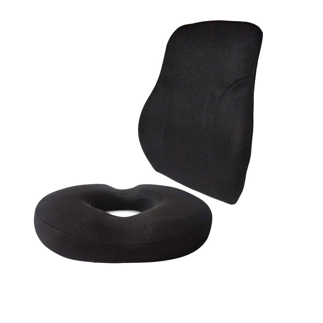 Perch - Work From Home Combo - HR Foam Lumbar Backrest Pillow & Donut Shaped Seat Cushion - Medium Firm - Combo - Back - Seat - The White Willow