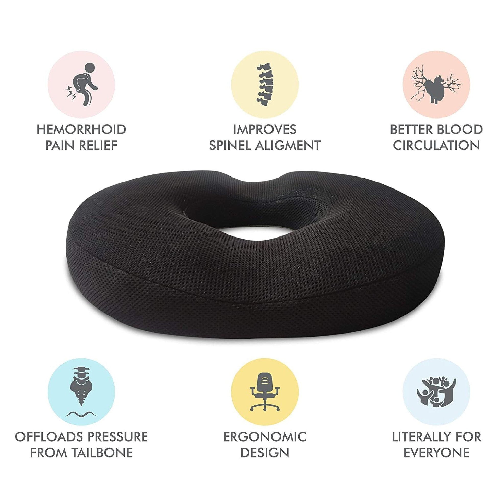 Perch - Work From Home Combo - HR Foam Lumbar Backrest Pillow & Donut Shaped Seat Cushion - Medium Firm - Combo - Back - Seat - The White Willow