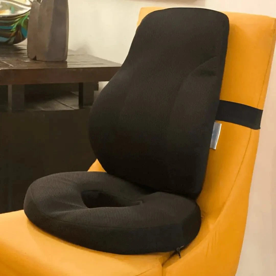 Perch - Work From Home Combo - HR Foam Lumbar Backrest Pillow & Donut Shaped Seat Cushion - Medium Firm Combo-Back-Seat The White Willow 