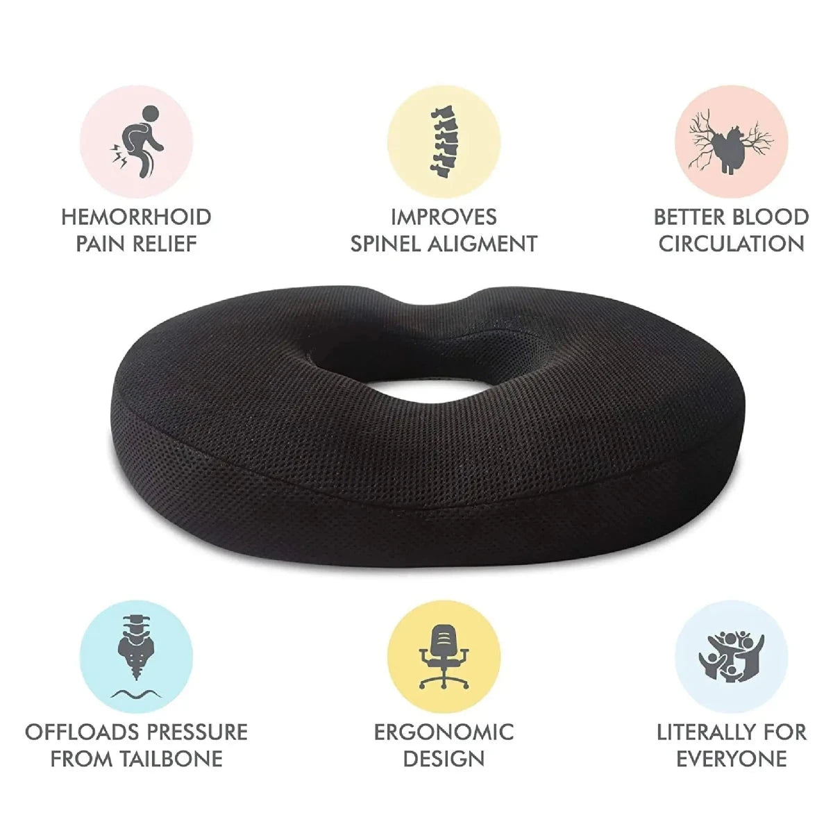 Perch - Work From Home Combo - HR Foam Lumbar Backrest Pillow & Donut Shaped Seat Cushion - Medium Firm Combo-Back-Seat The White Willow 