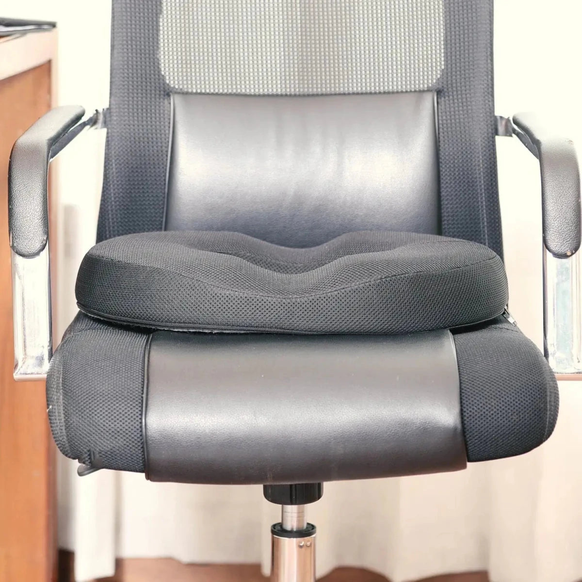 Perch - Work From Home Combo - HR Foam Lumbar Backrest Pillow & Donut Shaped Seat Cushion - Medium Firm - Combo - Back - Seat - The White Willow