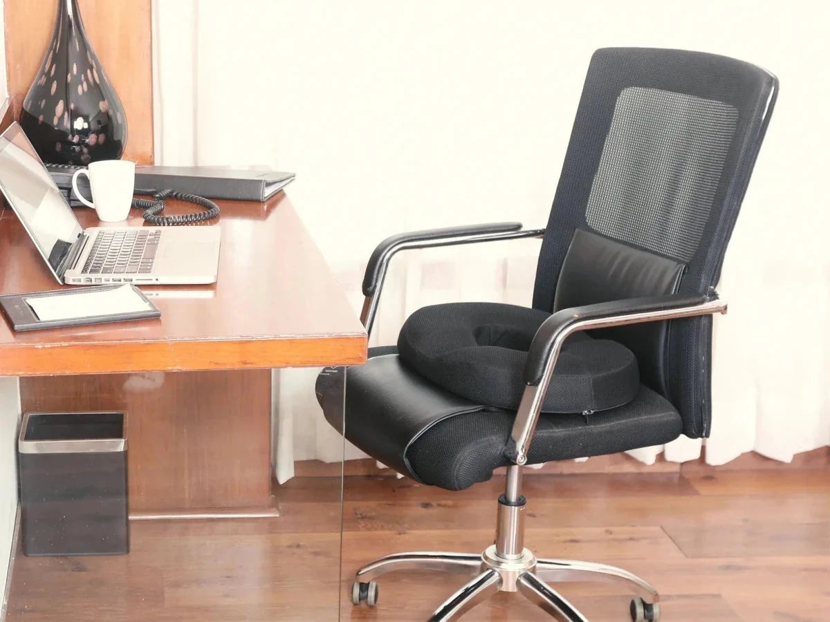 Perch - Work From Home Combo - HR Foam Lumbar Backrest Pillow & Donut Shaped Seat Cushion - Medium Firm Combo-Back-Seat The White Willow 