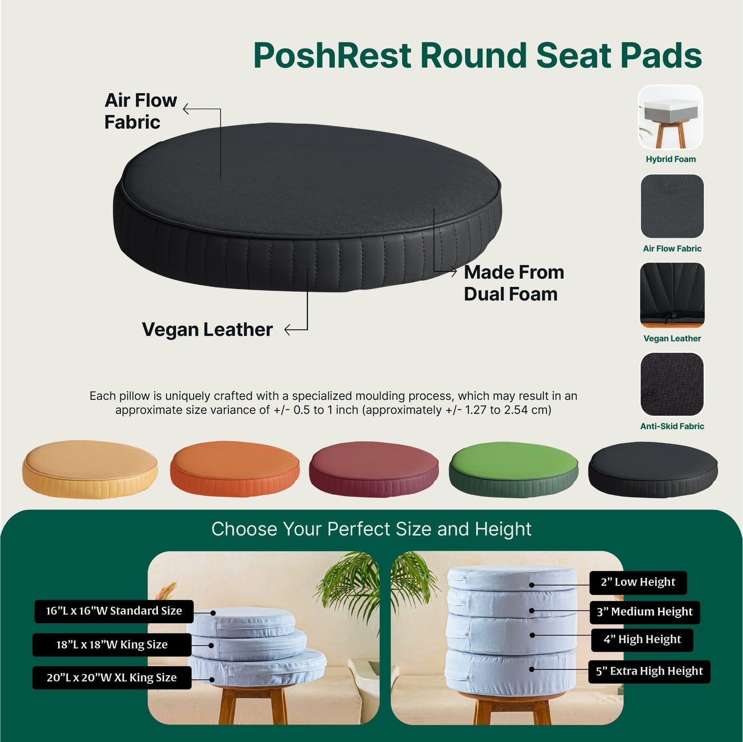 PoshRest Round Seat Pads - Seat Cushion - The White Willow