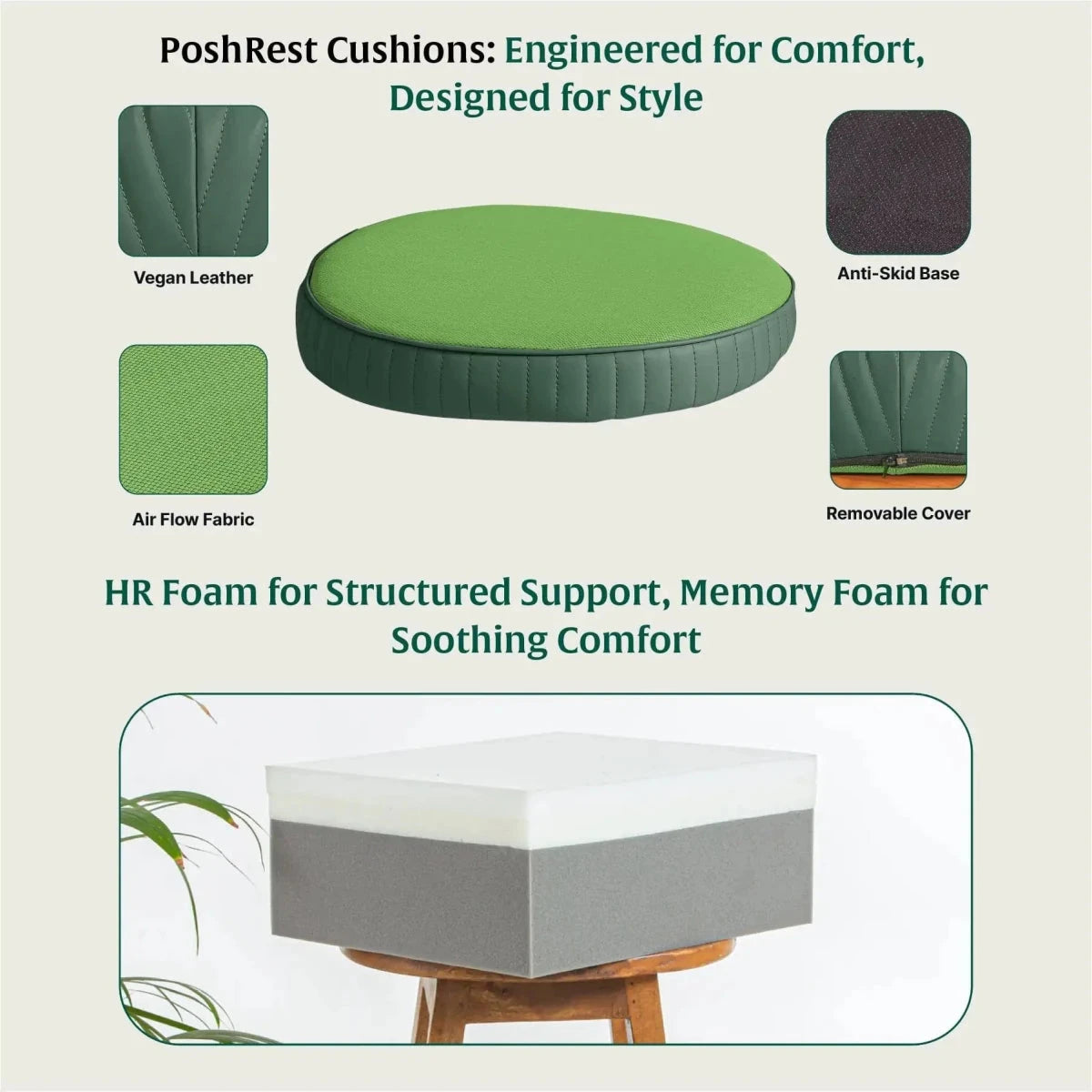 PoshRest Round Seat Pads Seat Cushion The White Willow 