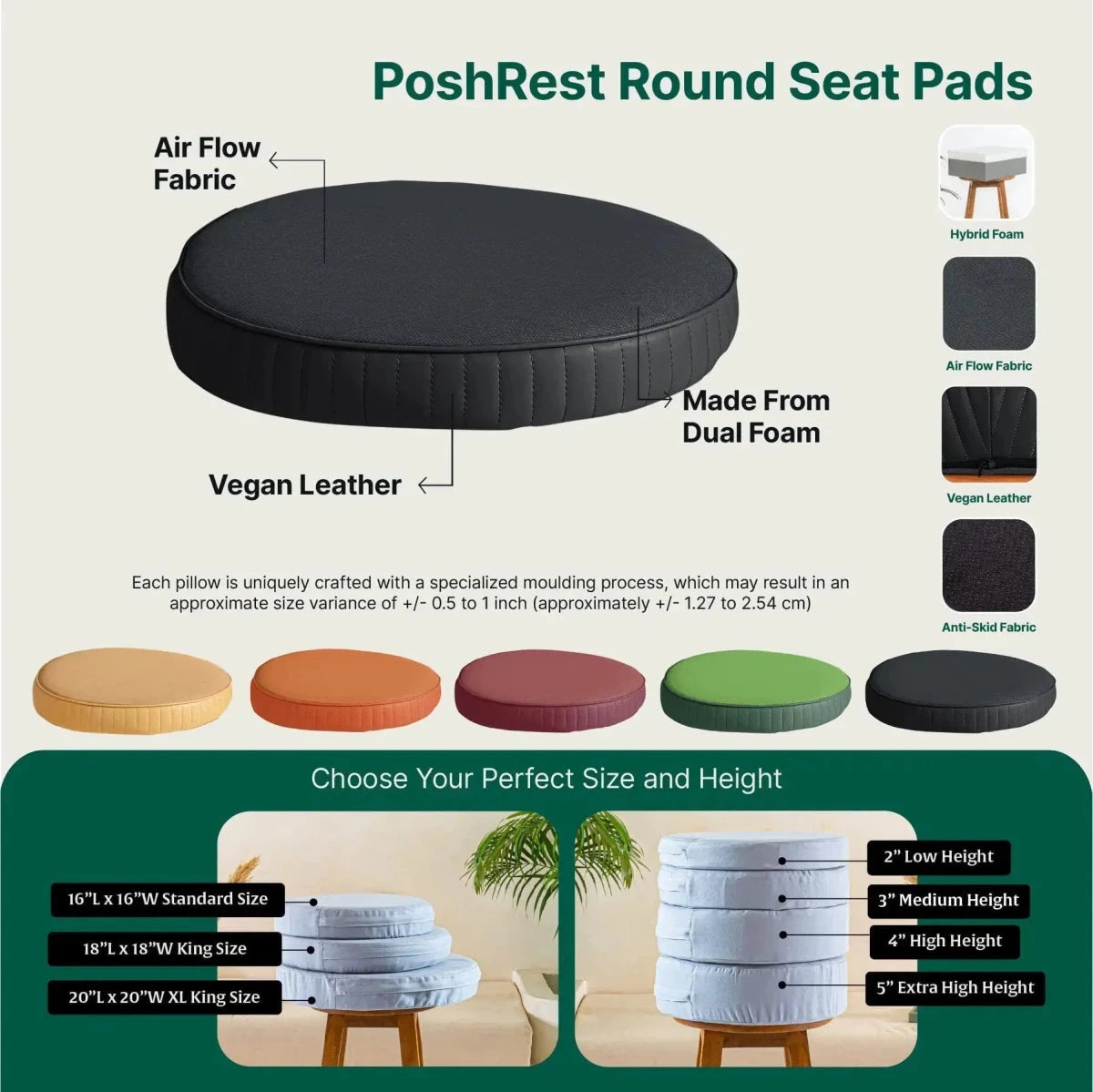 PoshRest Round Seat Pads Seat Cushion The White Willow 