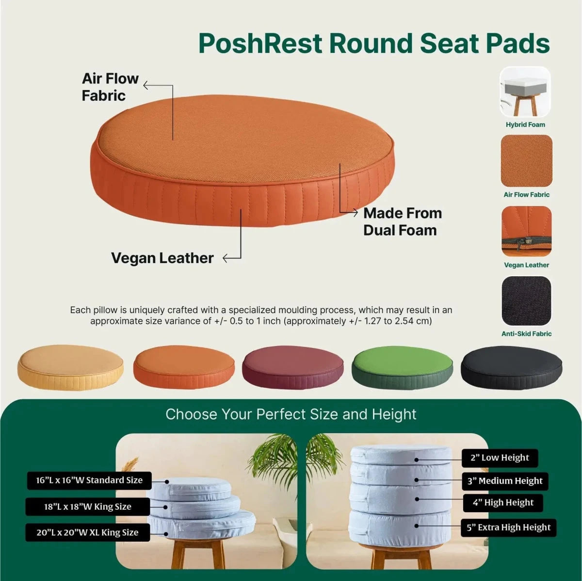 PoshRest Round Seat Pads Seat Cushion The White Willow 