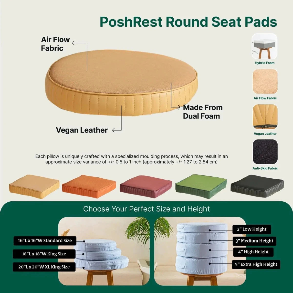PoshRest Round Seat Pads Seat Cushion The White Willow 