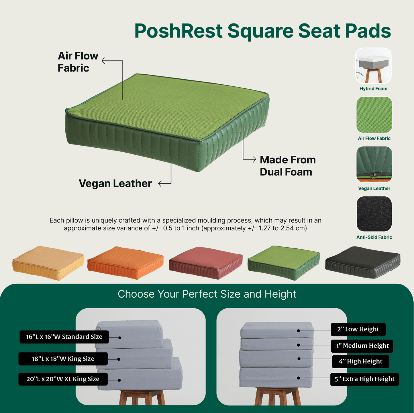 PoshRest Square Seat Pads Seat Cushion The White Willow 