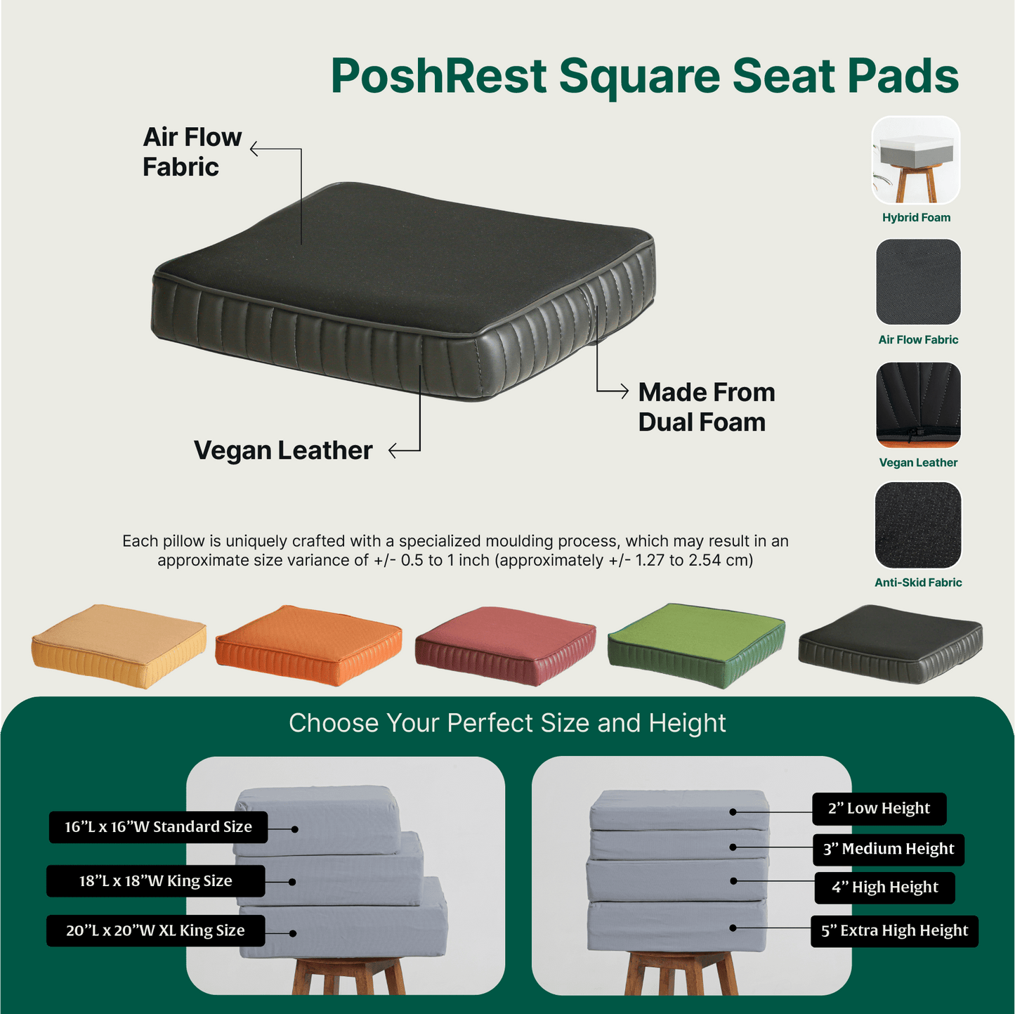 PoshRest Square Seat Pads Seat Cushion The White Willow 