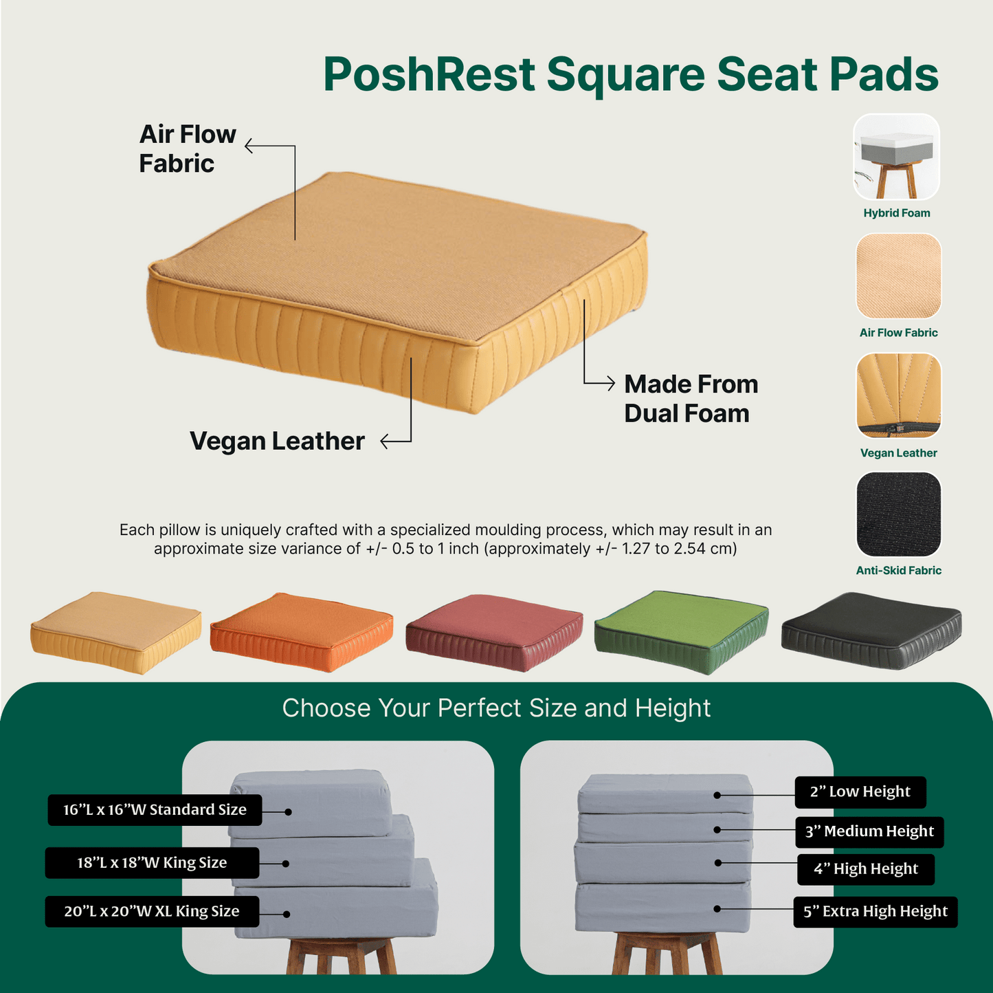 PoshRest Square Seat Pads Seat Cushion The White Willow 