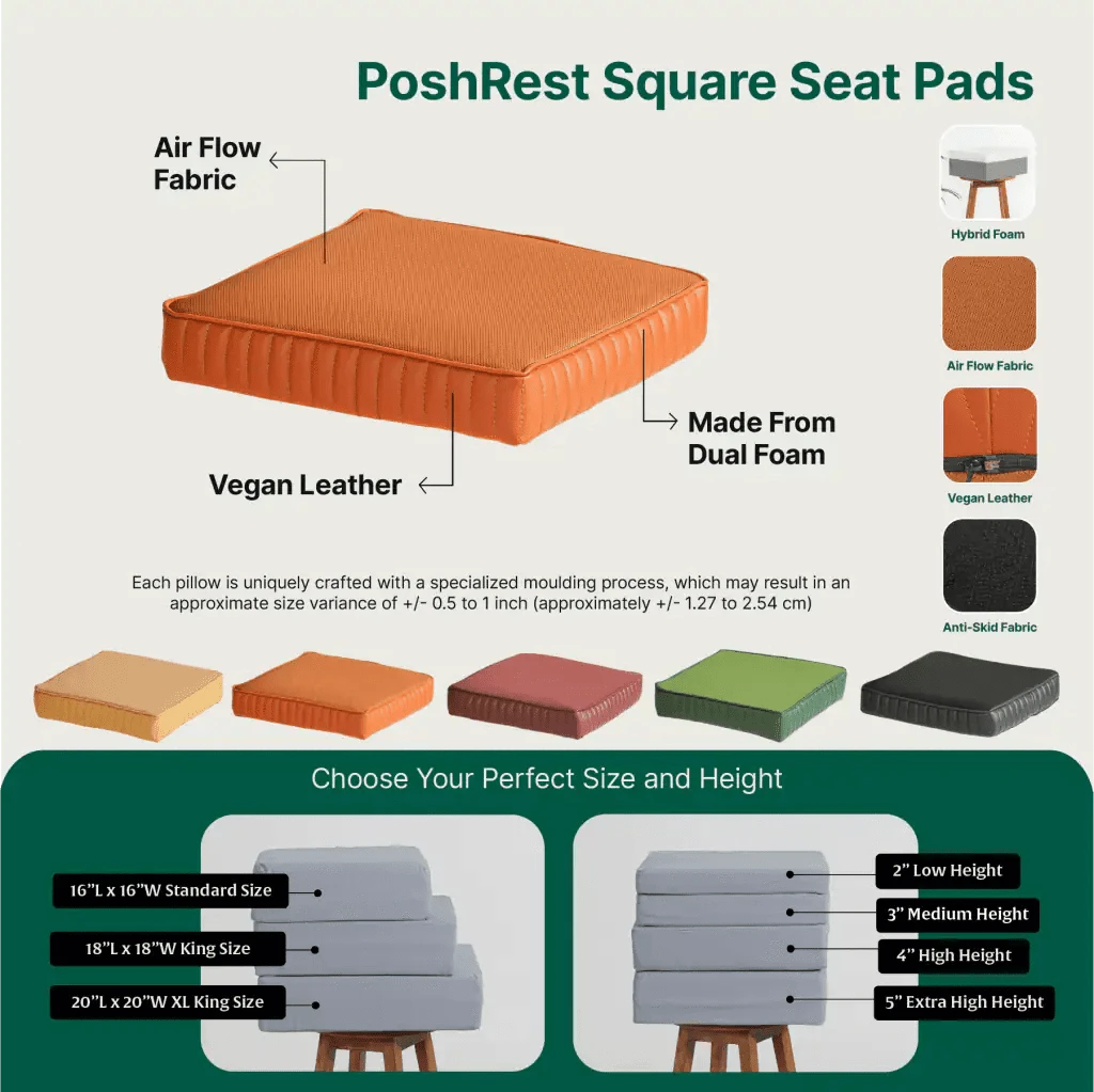 PoshRest Square Seat Pads Seat Cushion The White Willow 