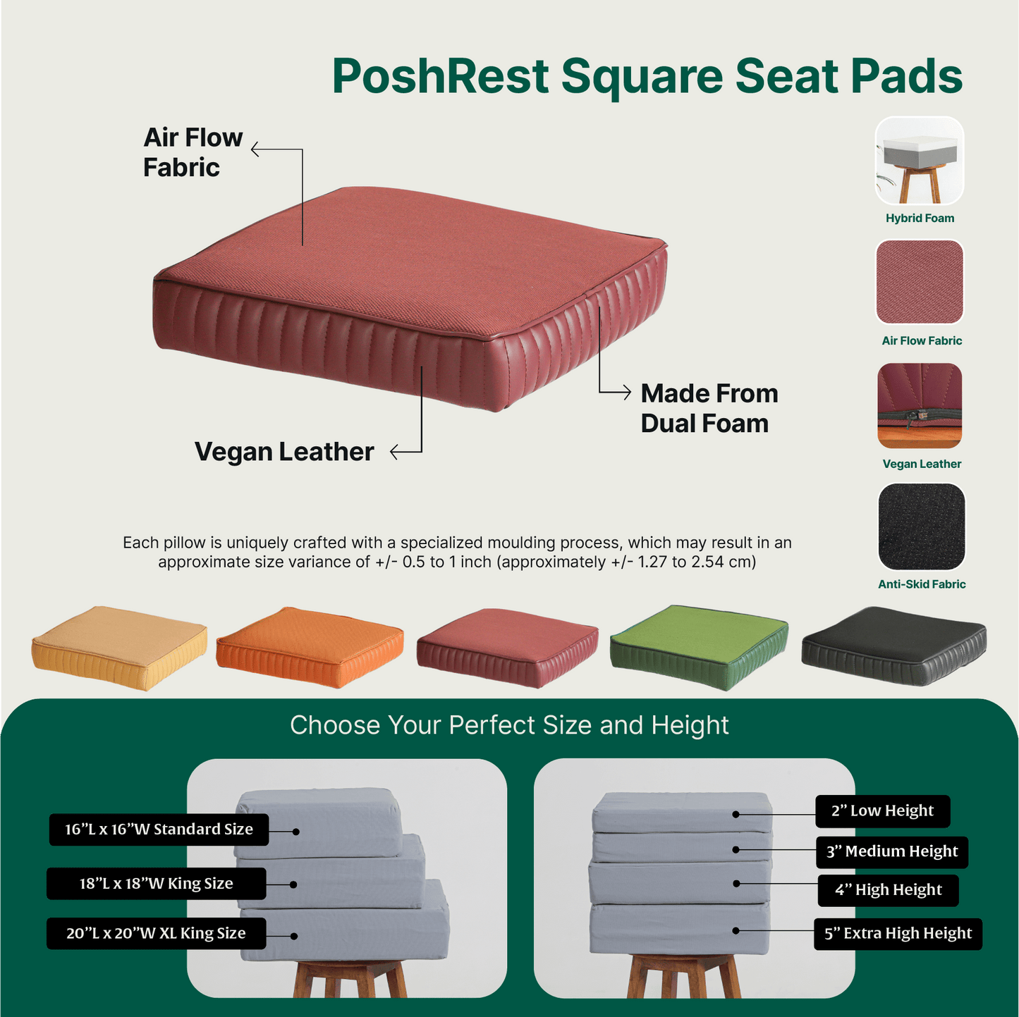 PoshRest Square Seat Pads Seat Cushion The White Willow 