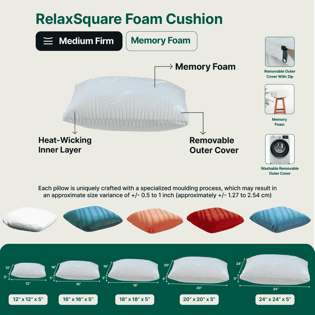 RelaxSquare Foam Cushion - Bed & Sofa Cushion - The White Willow