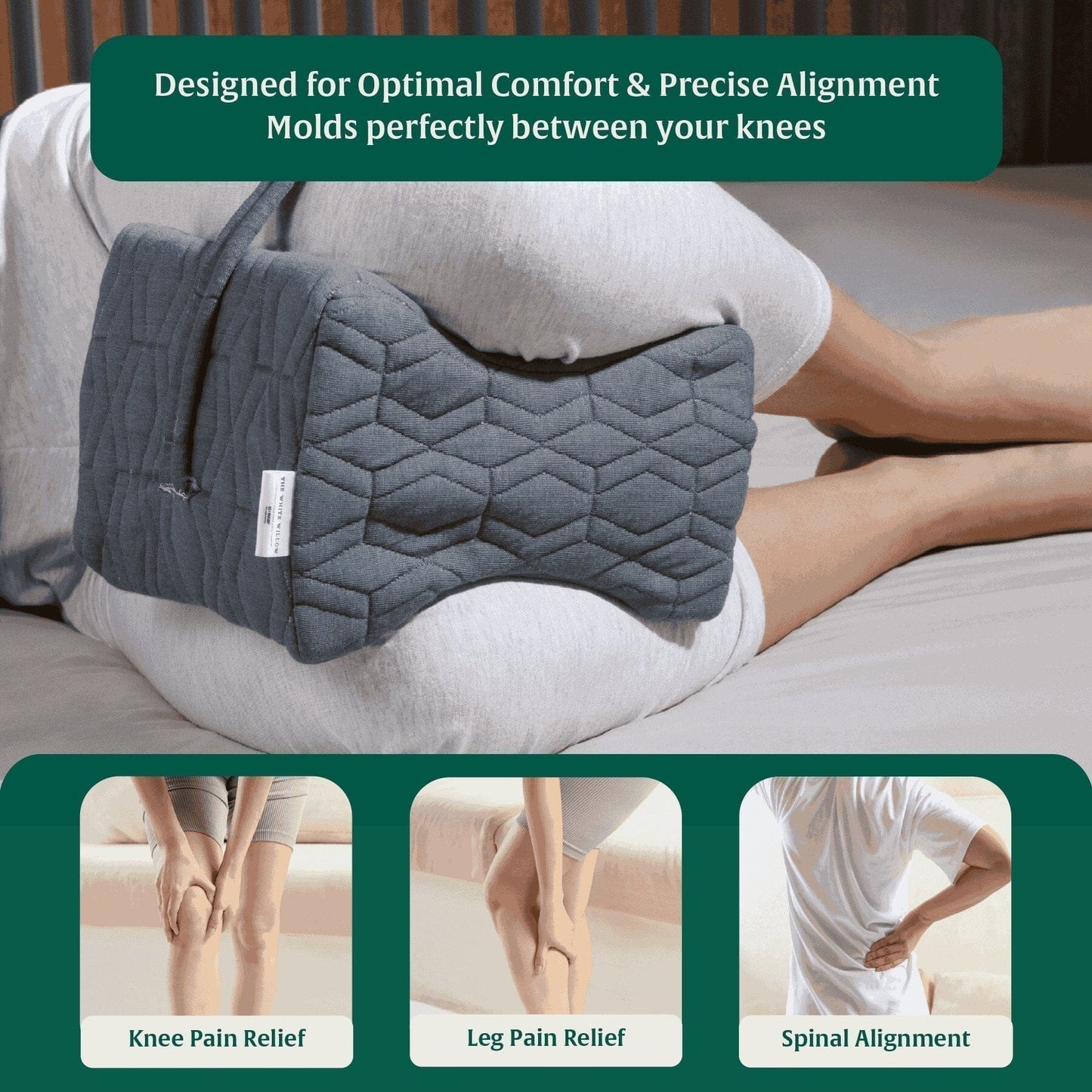 SecureComfort Knee Rest Pillow - Leg Support Pillow - The White Willow