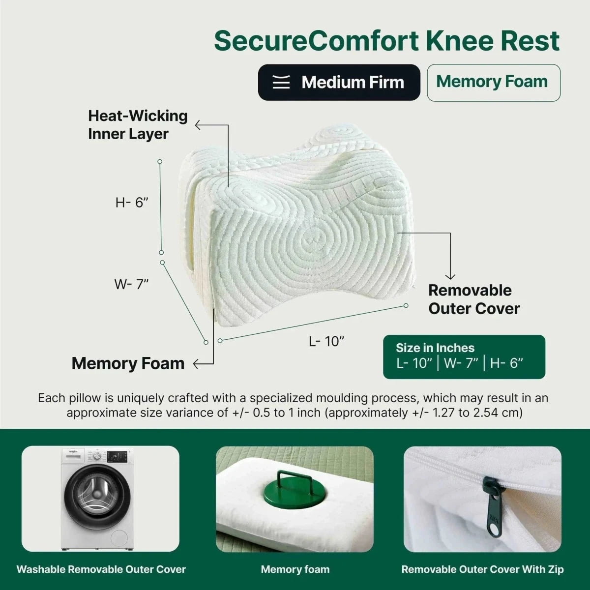 SecureComfort Knee Rest Pillow Leg Support Pillow The White Willow 
