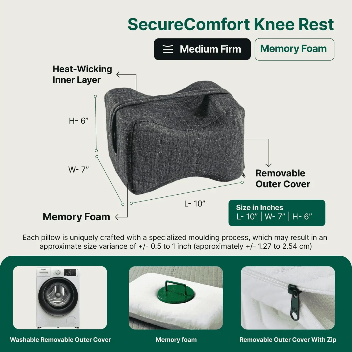 SecureComfort Knee Rest Pillow Leg Support Pillow The White Willow 