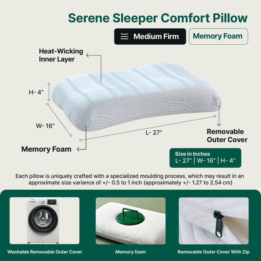 SereneSleeper Rest Easy Comfort Pillow Contour Pillow The White Willow 