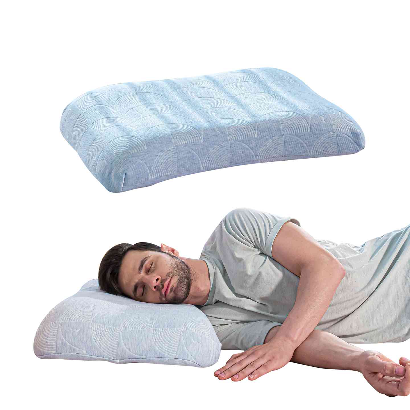 SereneSleeper Rest Easy Comfort Pillow Contour Pillow The White Willow Misty Blue Hush 