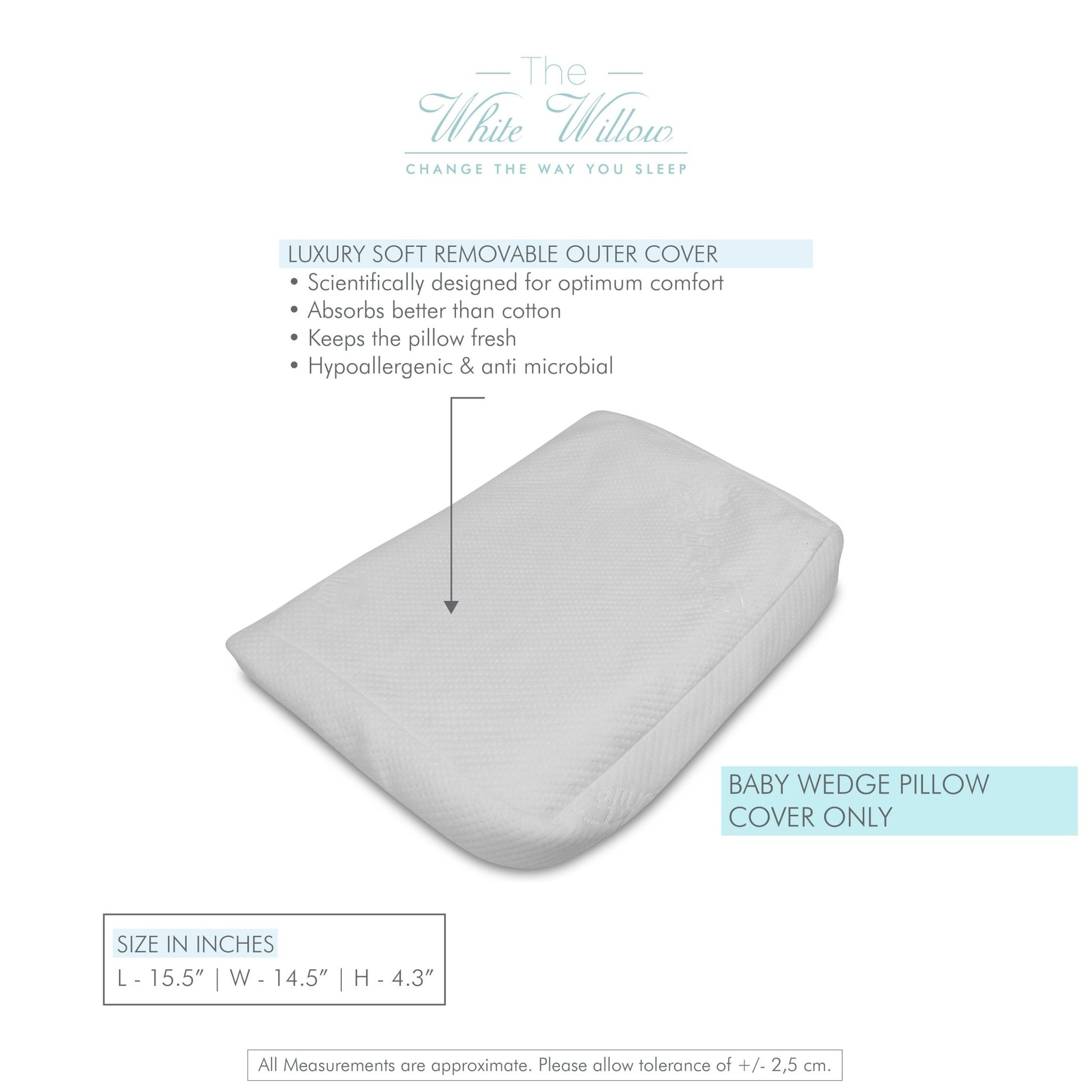 Soft Fabric Cover For Seat Wedge With Zip Closure Case - 15.5" x 14.5" x 4.3" - Pillow Cover - The White Willow