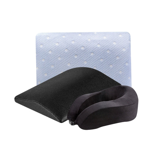Sojurn - Travel Combo - Memory foam Travel Neck Support Pillow & Camping pillow - Medium Firm Combo-Travel-Pillow The White Willow 