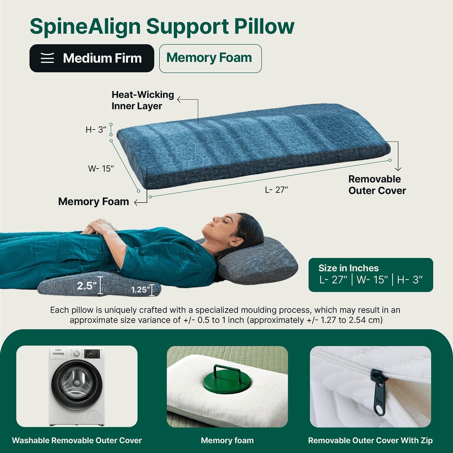 SpineAlign Support Pillow Speciality Pillow The White Willow 