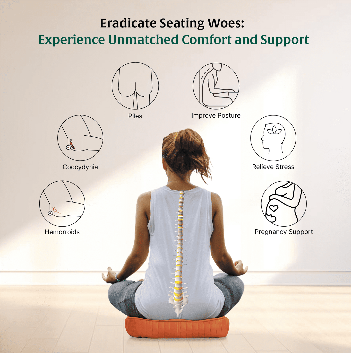 Sprucesoft - Coccyx Tailbone Support Seat Cushion - Firm Seat Cushion The White Willow 