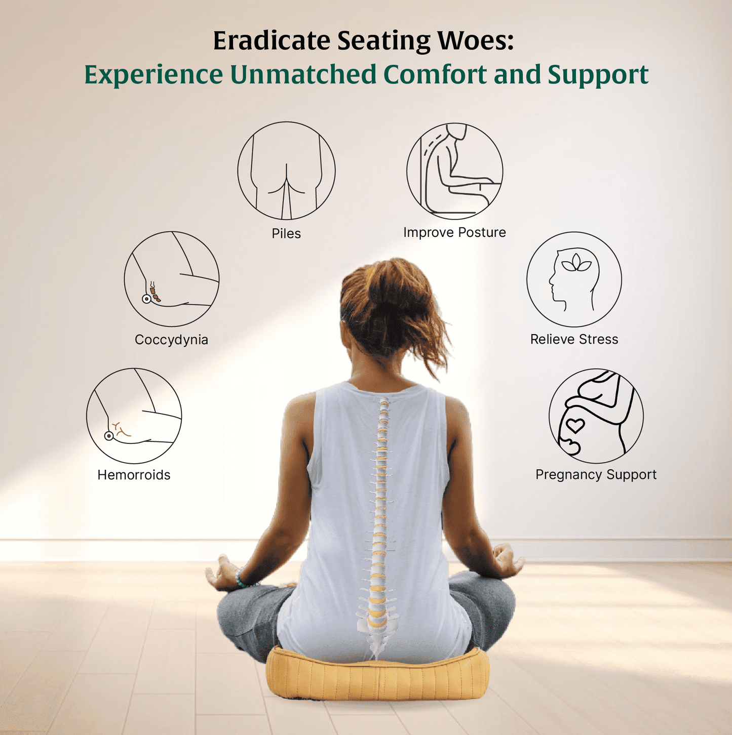 Sprucesoft - Coccyx Tailbone Support Seat Cushion - Firm Seat Cushion The White Willow 