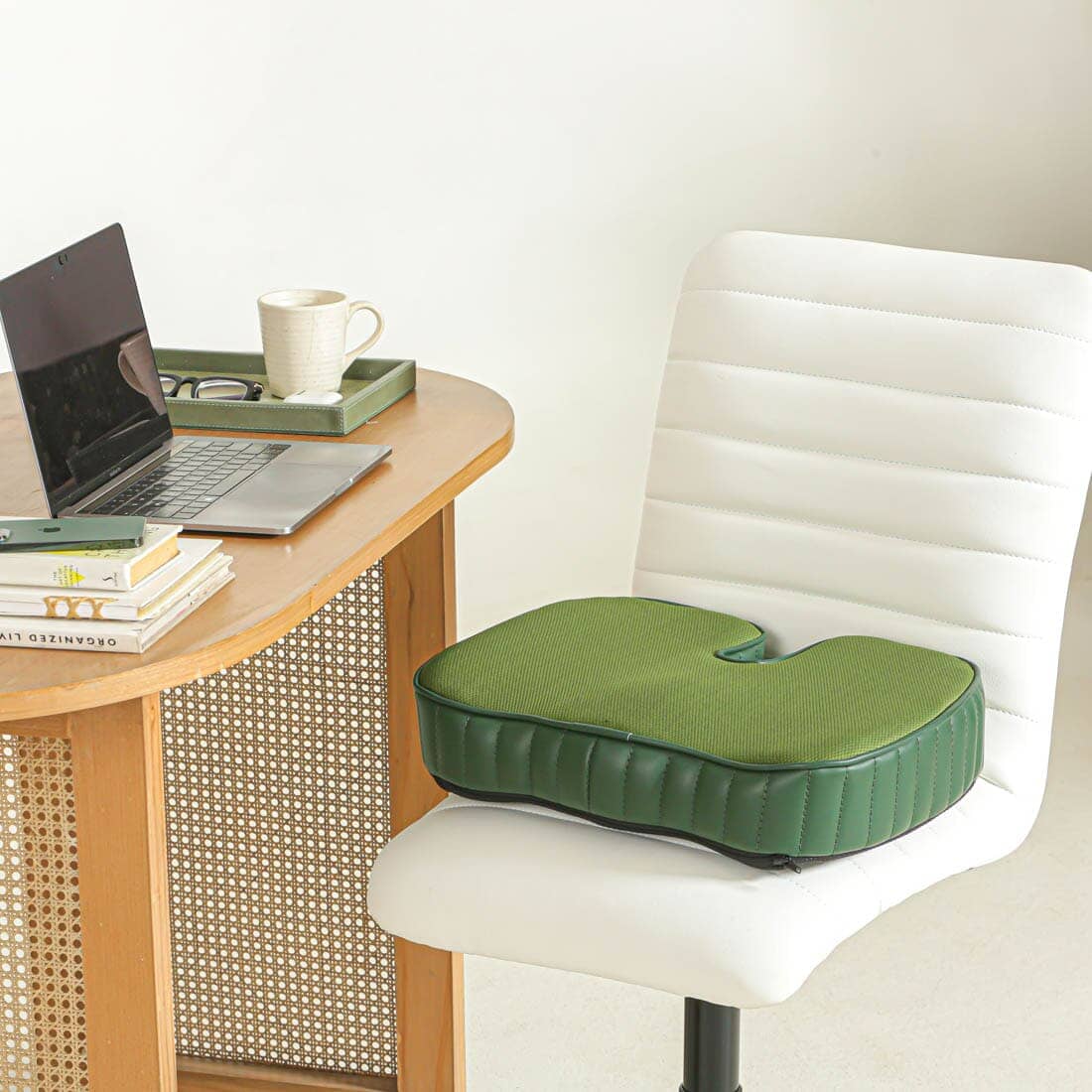 Sprucesoft - Coccyx Tailbone Support Seat Cushion - Firm Seat Cushion The White Willow Soft ~ Memory Foam ~ Below 60 kg Dark Green 