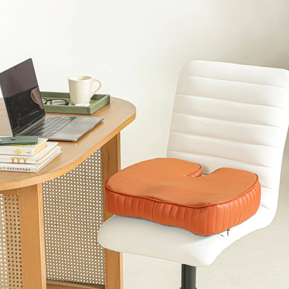 Sprucesoft - Coccyx Tailbone Support Seat Cushion - Firm Seat Cushion The White Willow Soft ~ Memory Foam ~ Below 60 kg Tan 