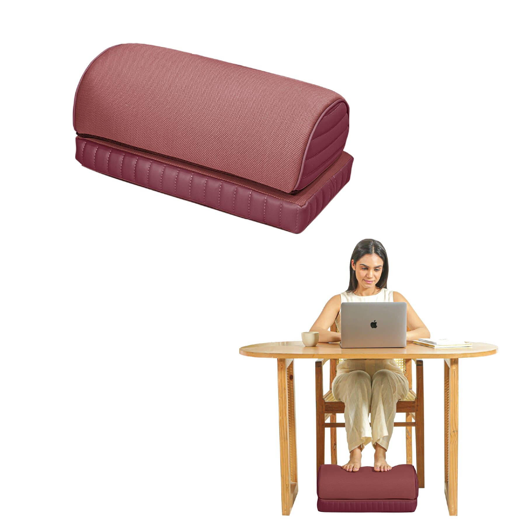 StepComfort Arch Footrest Foot Rest Cushion The White Willow Adjustable Footrest- 2 layers Berry 