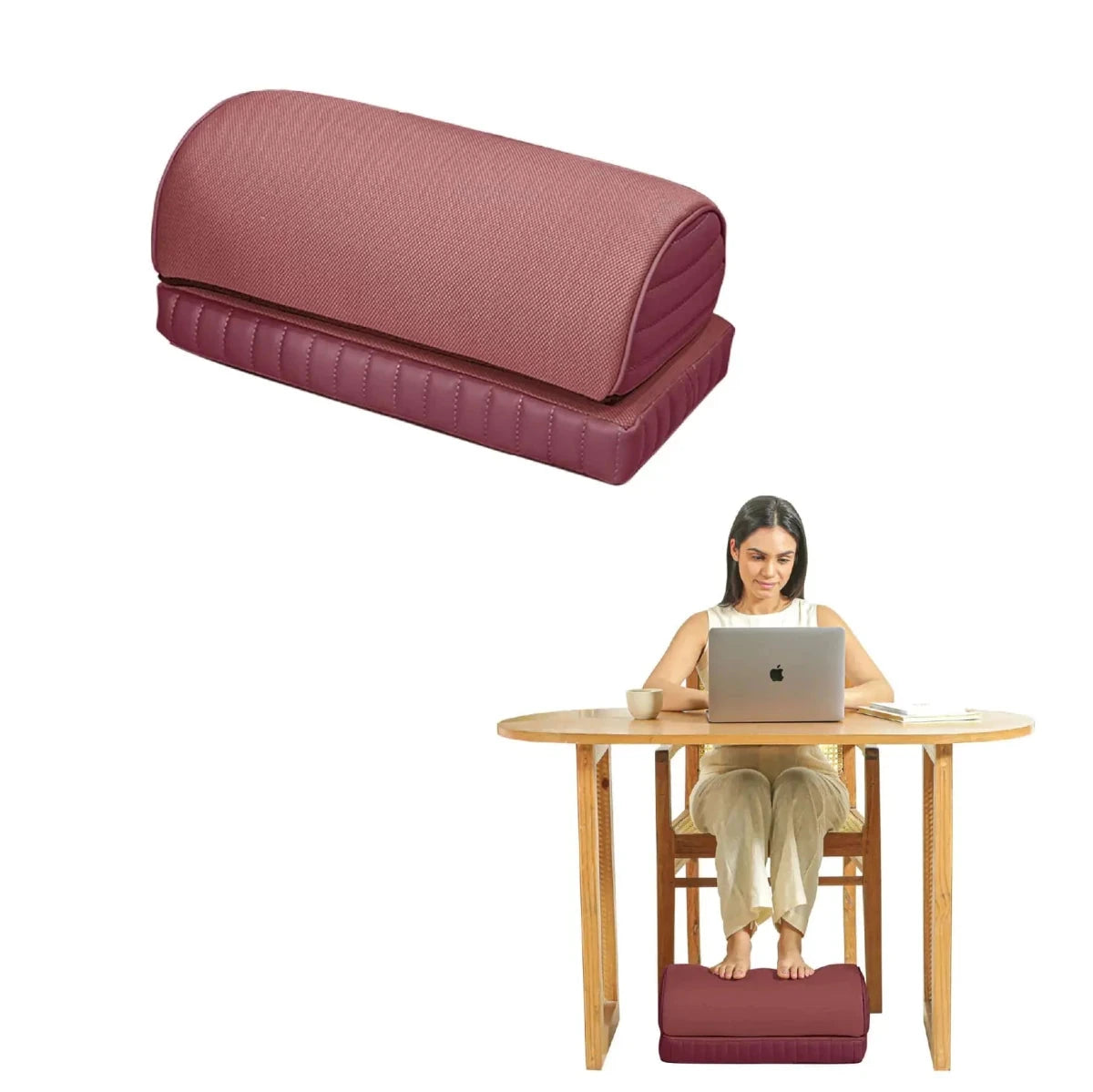 StepComfort Arch Footrest Foot Rest Cushion The White Willow Adjustable Footrest- 2 layers Berry 