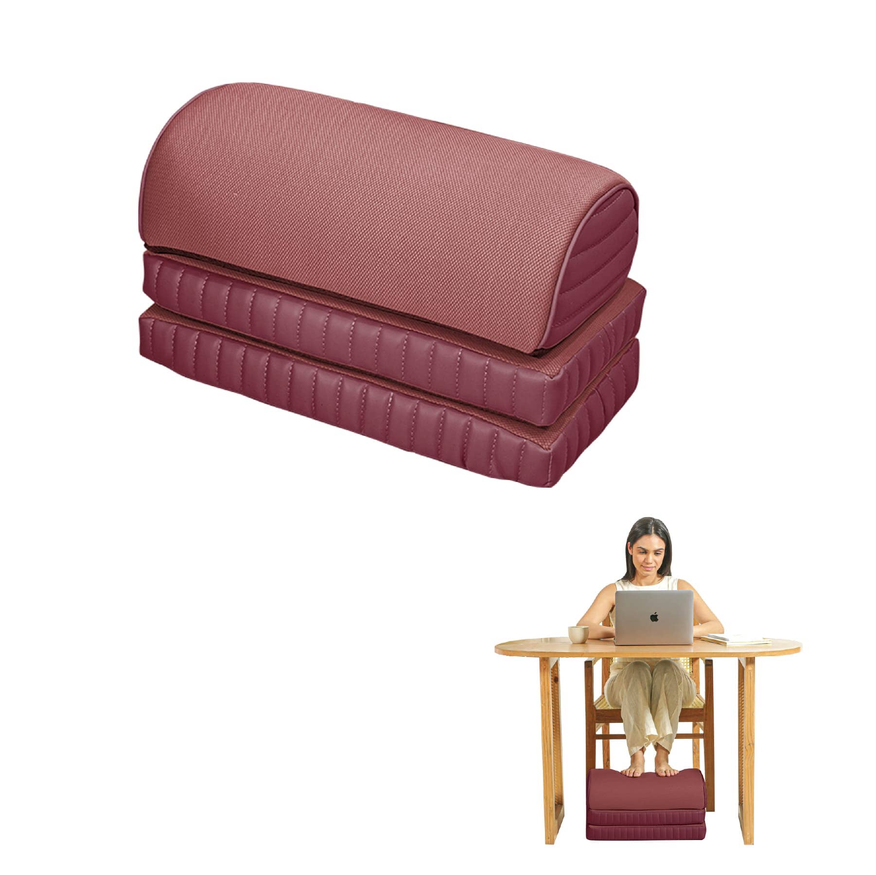 StepComfort Arch Footrest Foot Rest Cushion The White Willow Adjustable Footrest- 3 layers Berry 