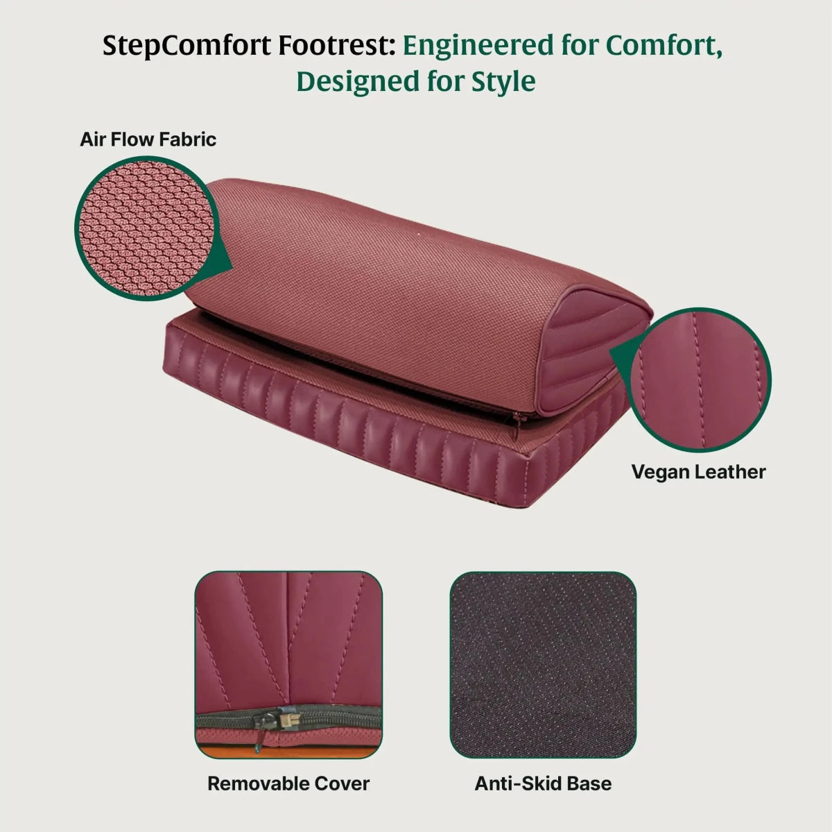 StepComfort Curve Footrest - Foot Rest Cushion - The White Willow