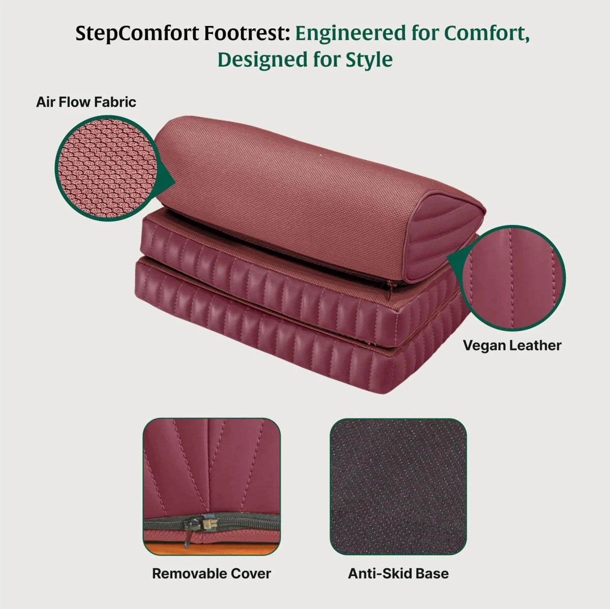 StepComfort Curve Footrest - Foot Rest Cushion - The White Willow