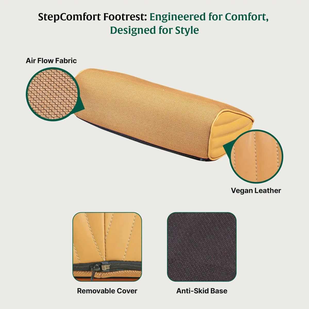 StepComfort Curve Footrest - Foot Rest Cushion - The White Willow