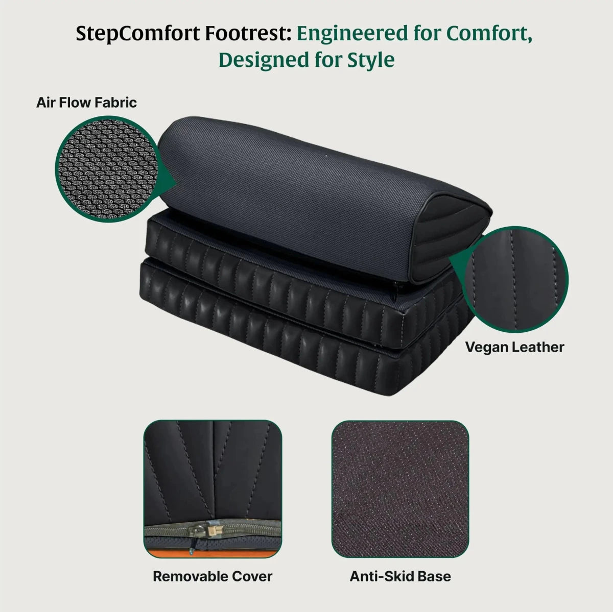 StepComfort Curve Footrest - Foot Rest Cushion - The White Willow