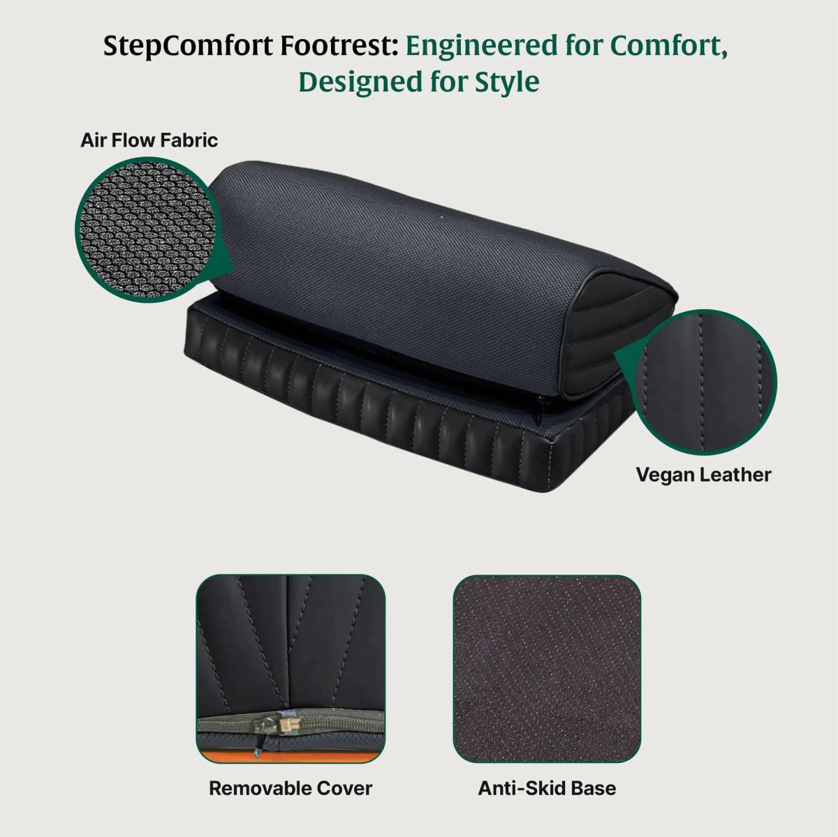 StepComfort Curve Footrest - Foot Rest Cushion - The White Willow