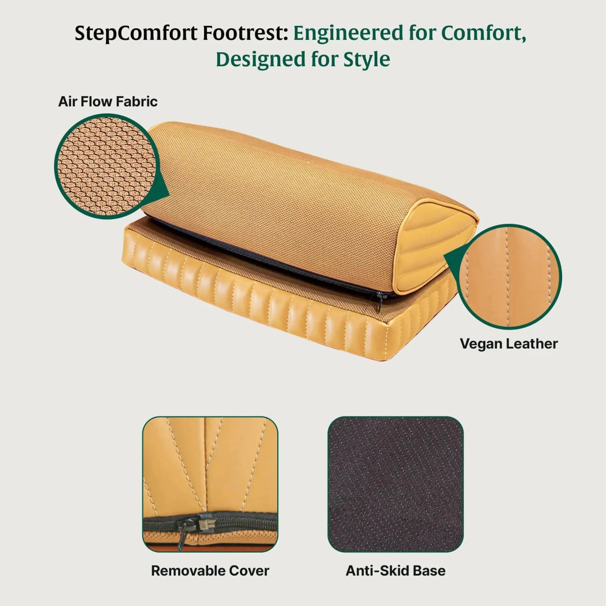StepComfort Curve Footrest - Foot Rest Cushion - The White Willow