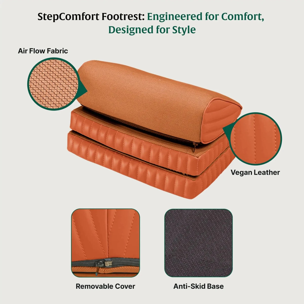 StepComfort Curve Footrest - Foot Rest Cushion - The White Willow