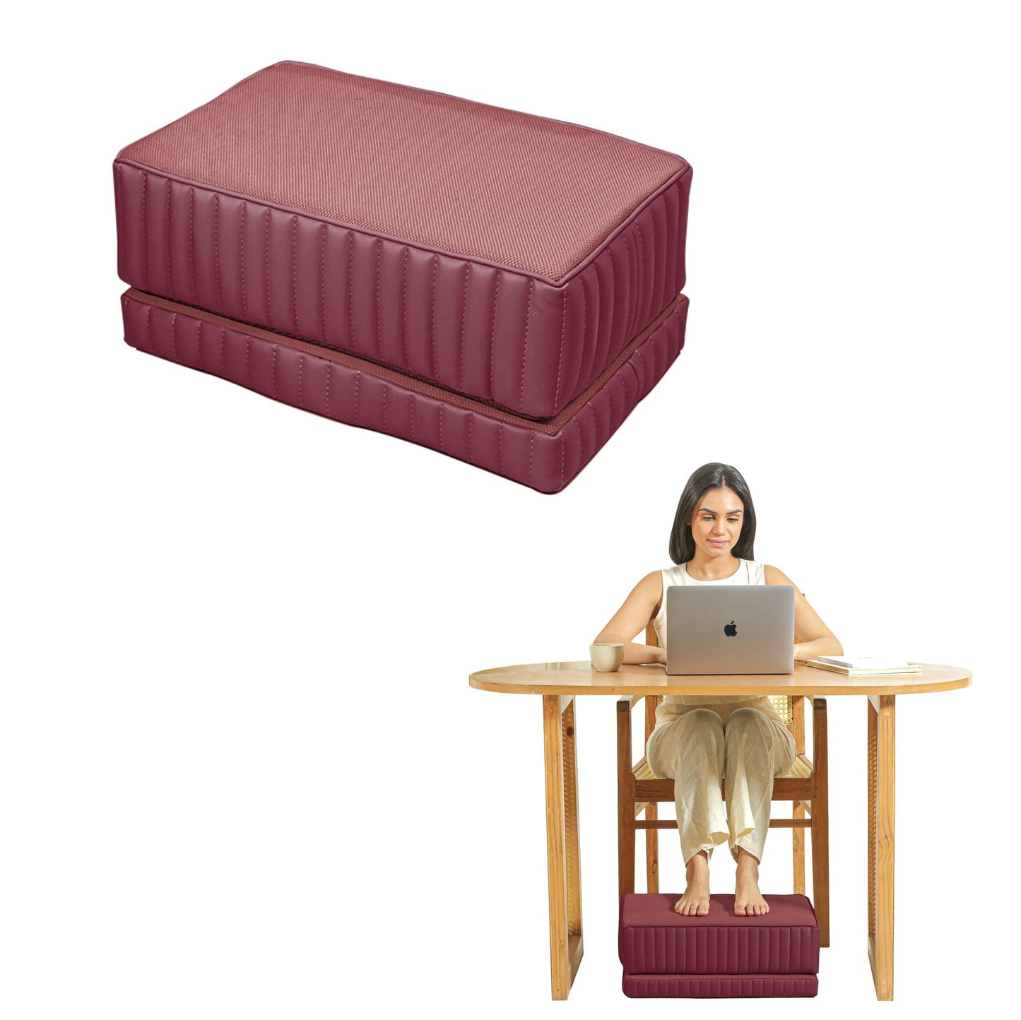 StepComfort Platform Footrest Foot Rest Cushion The White Willow Adjustable Footrest- 2 Layers Berry 
